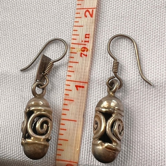 Taxco Modernist Sterling Silver Dangly Earrings Made in Mexico - Picture 5 of 5